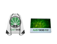 JustBob-Rucksack und kalender und passendem Logo 