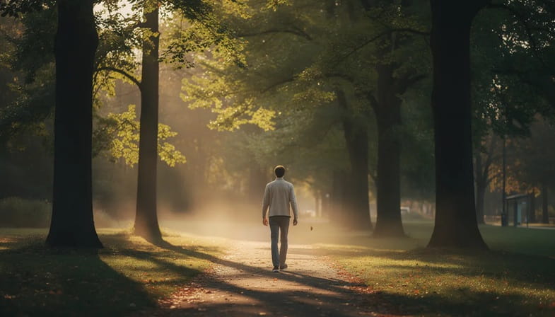 eine-person-park Praktische Tagesroutine für Menschen mit Rückenschmerzen