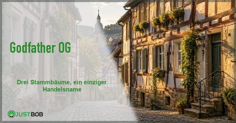 Artikel-Banner mit grünem Titel und Justbob-Logo; Foto rechts: eine Fachwerkgasse mit Kopfsteinpflaster und einem Zwiebelturm im Hintergrund